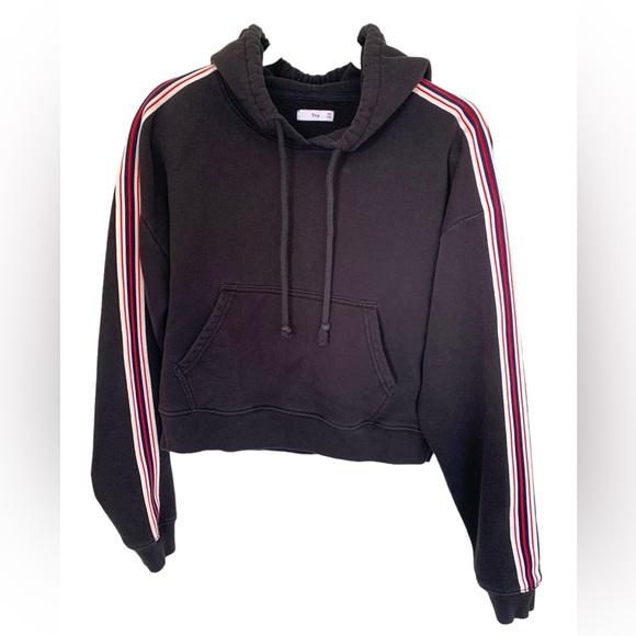 Aritzia TNA The Iconic Track Suit Black w/ Red White & Blue Stripe Size XS - Picture 2 of 8